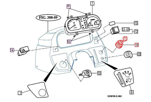 Ignition switch with cover 2638 Open Station Mahindra