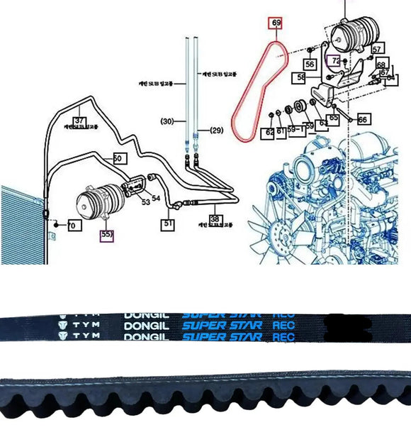 Mahindra Tractor A/C Compressor Belt 19958079400 Mahindra Direct Parts