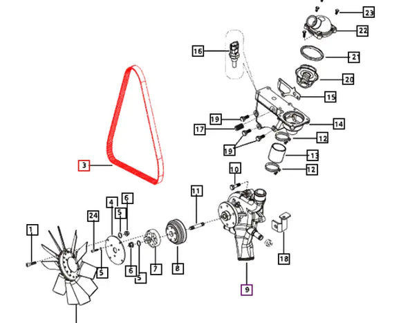 Mahindra Tractor Water Pump / Fan / Alternator Belt 006025334H1 Mahindra