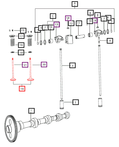 Mahindra Tractor Head Valve Set (4 Exhaust, 4 Intake) 000020857E05