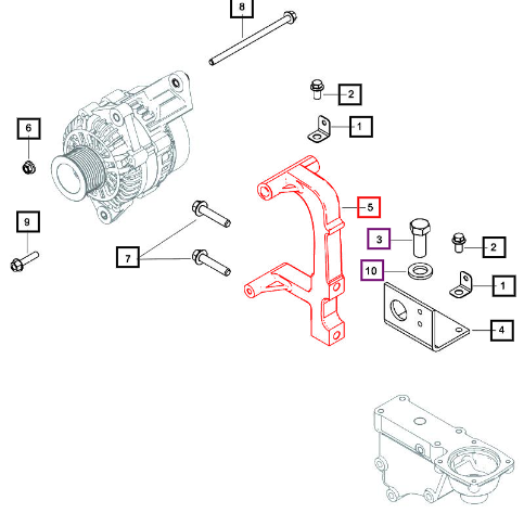 Mahindra Alternator Support Bracket Cabin 006028028H1