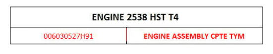 Mahindra Tractor Engine Assembly Cpte Tym 006030527H91