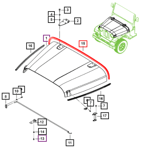Mahindra Roxor Weatherstrip for Hood (2018-2020) 0067723
