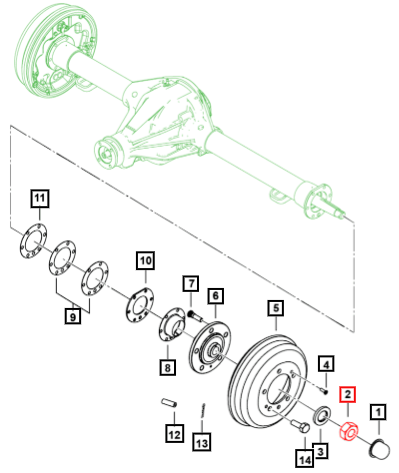 Mahindra Nut - Rr Axle Shaft 0636344