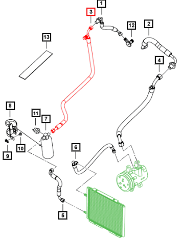Mahindra A/C Liquid Line - Dash To Drier 090158