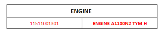 Mahindra Tractor Engine A1100N2 Tym H 11511001301