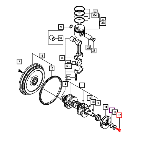 Mahindra Bolt, Flange 12X1.25 119621-21681