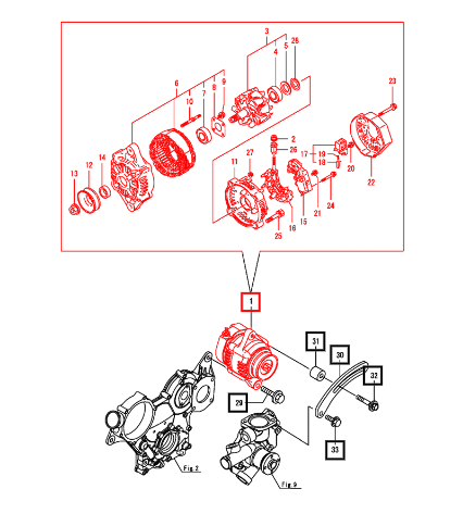 Mahindra Alternator 12V-40A 129423-77210
