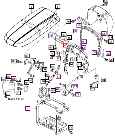 Mahindra Washer, Hood Frame 16991600080