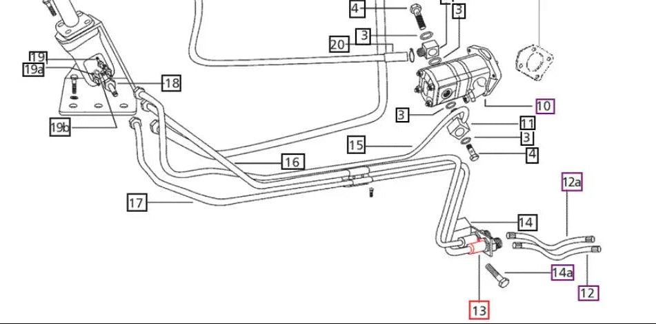 4500 2wd Power Steering Bulk Head Union hard line to flex line Mahindra