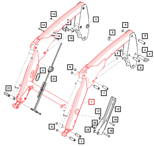 Mahindra Tractor Loader Beam Mahindra Red 60037132-36ALO