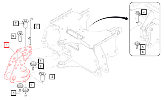 Mahindra Tractor Swing Frame, Mahindra Red 60088197-36ALO