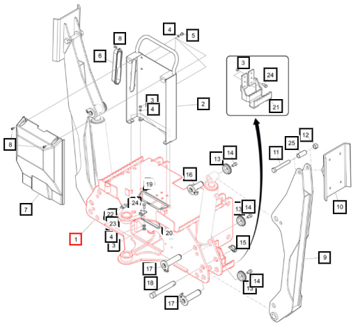 Mahindra Tractor Frame, Mahindra Red 60105967-36ALO