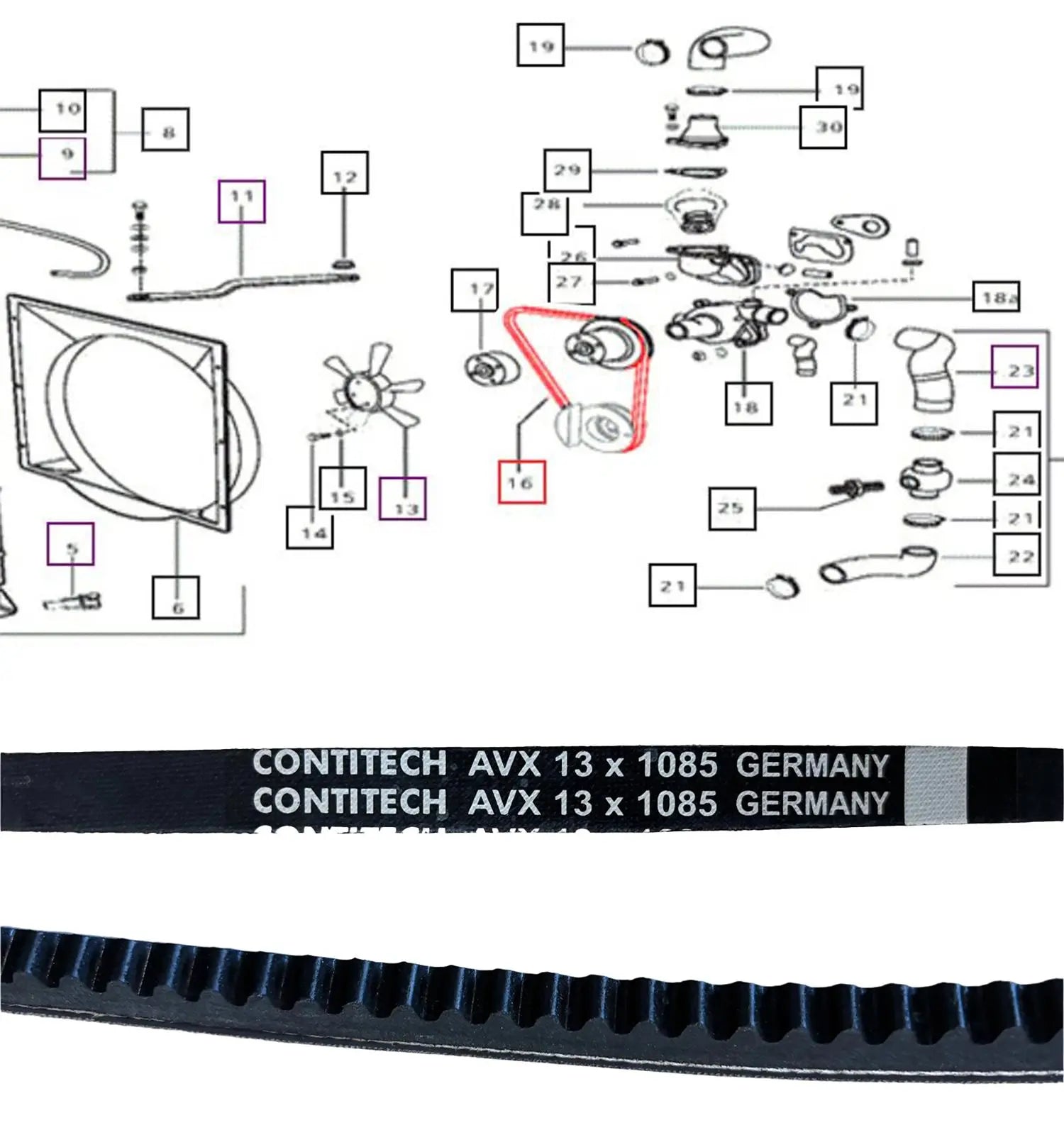 Mahindra Tractor Water Pump / Fan / Alternator Belt Mahindra Direct Parts