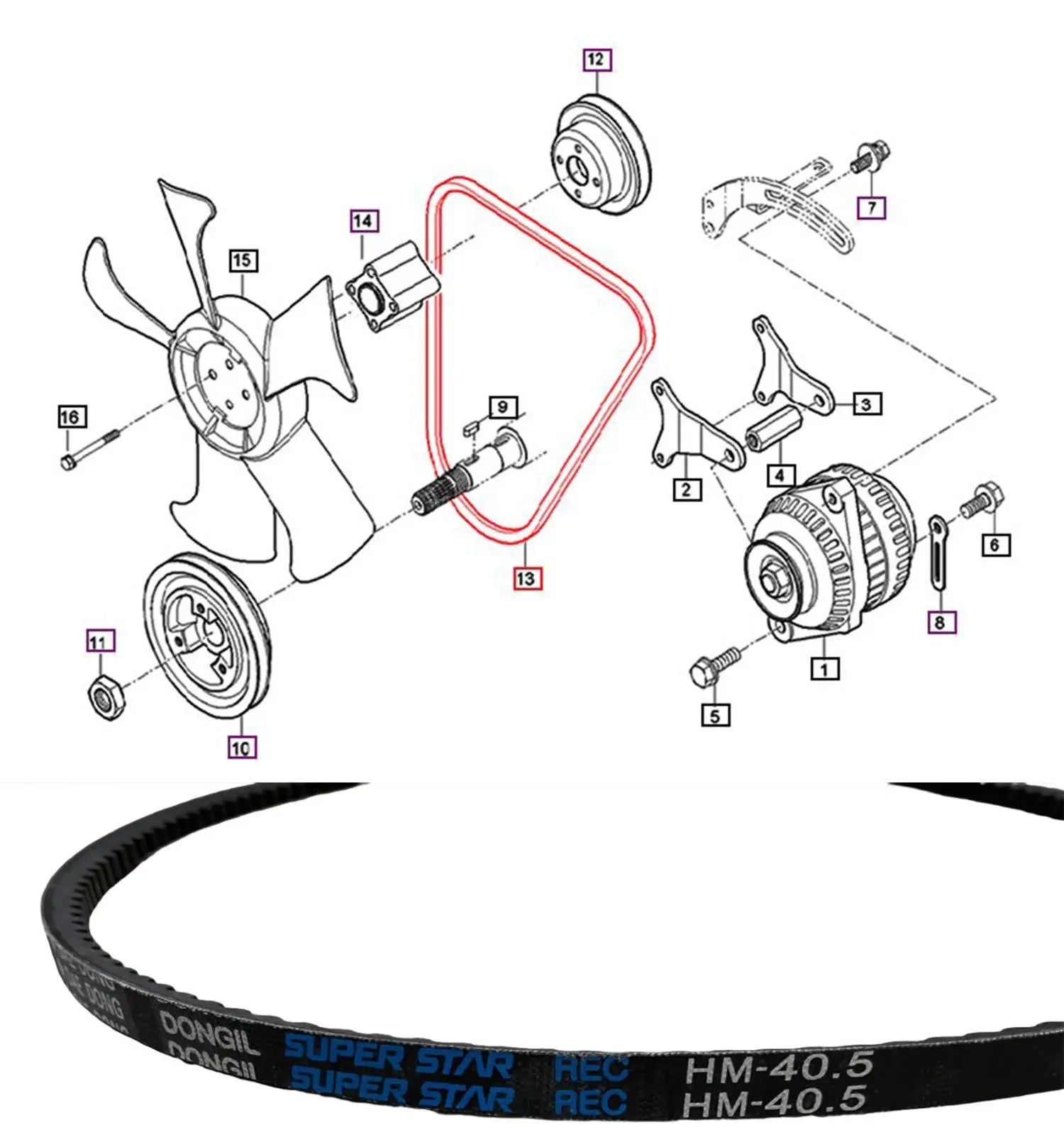 Mahindra Tractor Water Pump / Fan / Alternator Serpentine Belt Mahindra Direct Parts