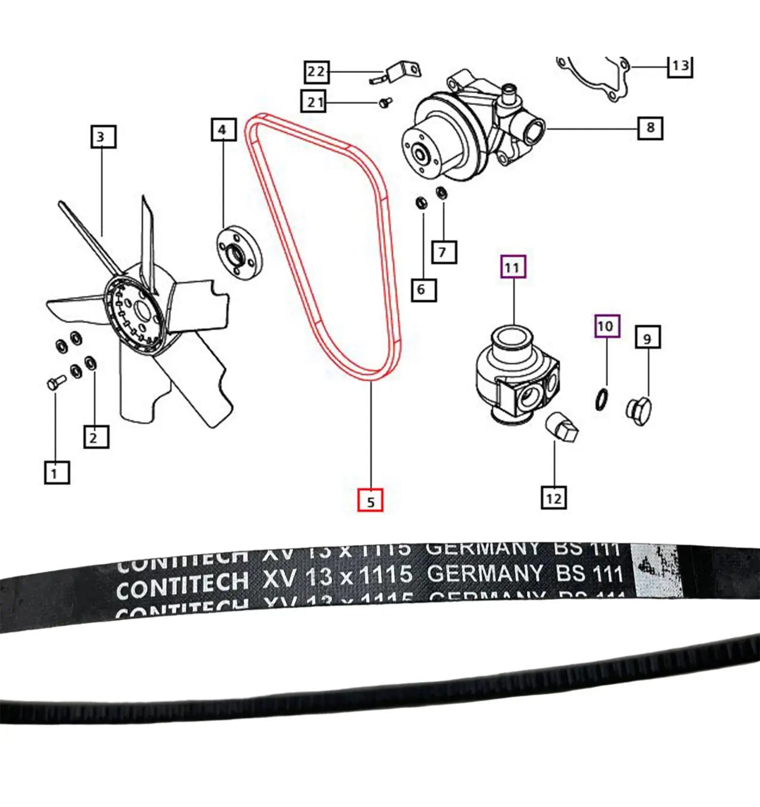 Mahindra Tractor Water Pump / Fan / Alternator Serpentine Belt Mahindra Direct Parts