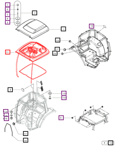 Mahindra Tractor Middle Roof Assembly E007518012D91