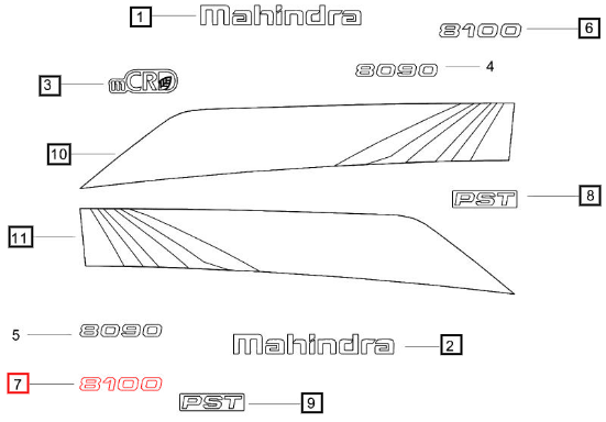 Mahindra Sticker Hood Top Panel Rh - 8100 E007545768D1