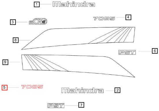 Mahindra Sticker Hood Top Panel Rh E007545845C1
