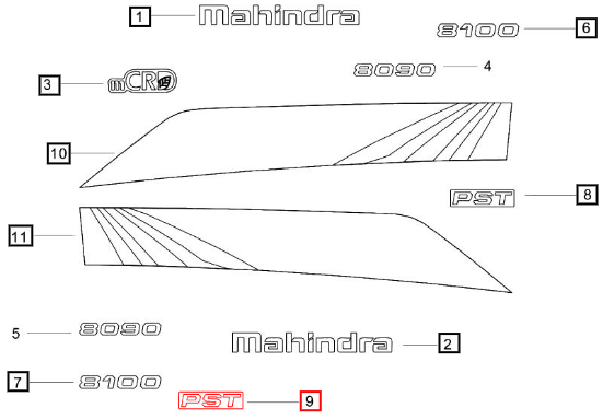Mahindra Sticker Hood Side Panel Rh E007545869C1