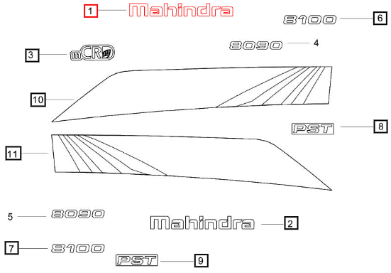 Mahindra Sticker Hood Top Panel Lh E007610626D1