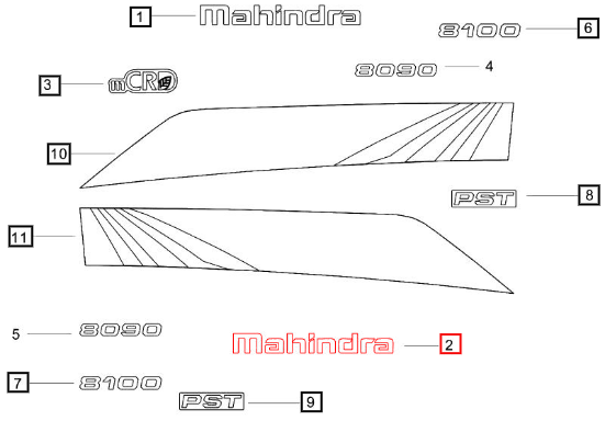 Mahindra Sticker Hood Top Panel Rh E007610627D1