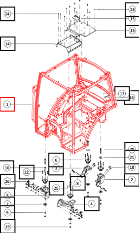 (Sold Out) Mahindra Tractor Cab Structure Assy H08900799N11