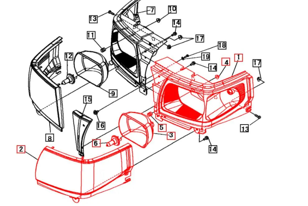 Headlight Assembly LH 19451181001 Mahindra