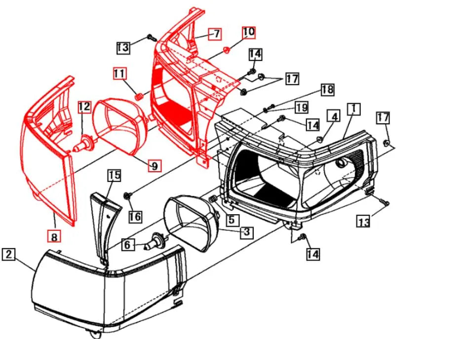 Headlight Assembly RH 19451182001 Mahindra