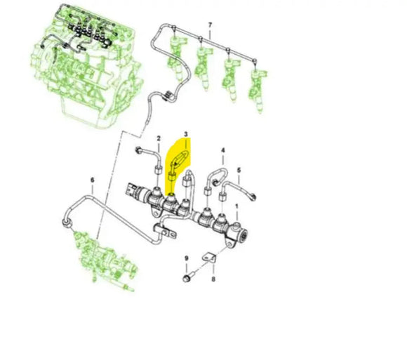 Mahindra Roxor High Pressure Fuel Line 2 (#3 in schematic picture) 0305BAB02190N Mahindra