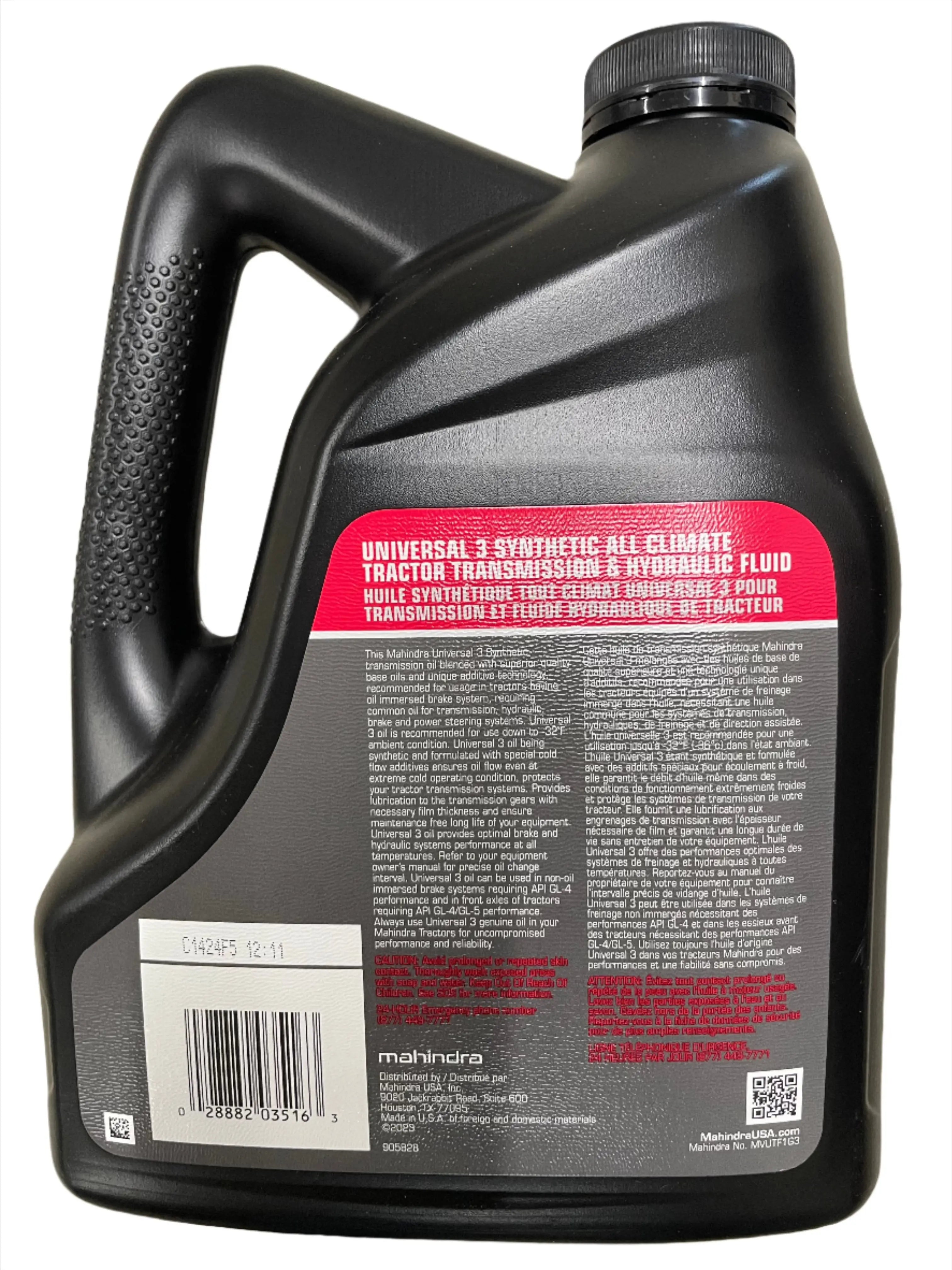 Mahindra Universal 3 Synthetic Transmission/Hydraulic MUTTO 3 Fluid 1 Gallon Mahindra