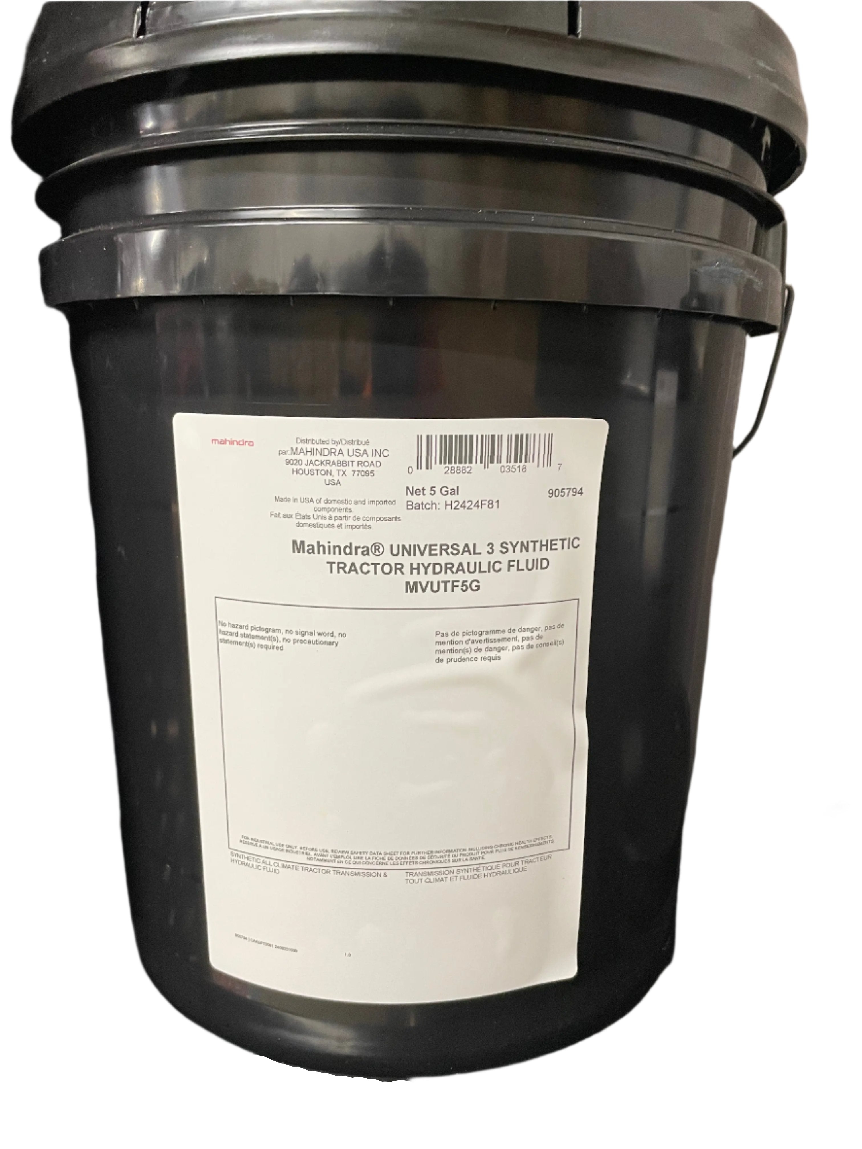 Mahindra Universal 3 Synthetic Transmission / Hydraulic MUTTO 3 Fluid 5 Gallon Pail Mahindra