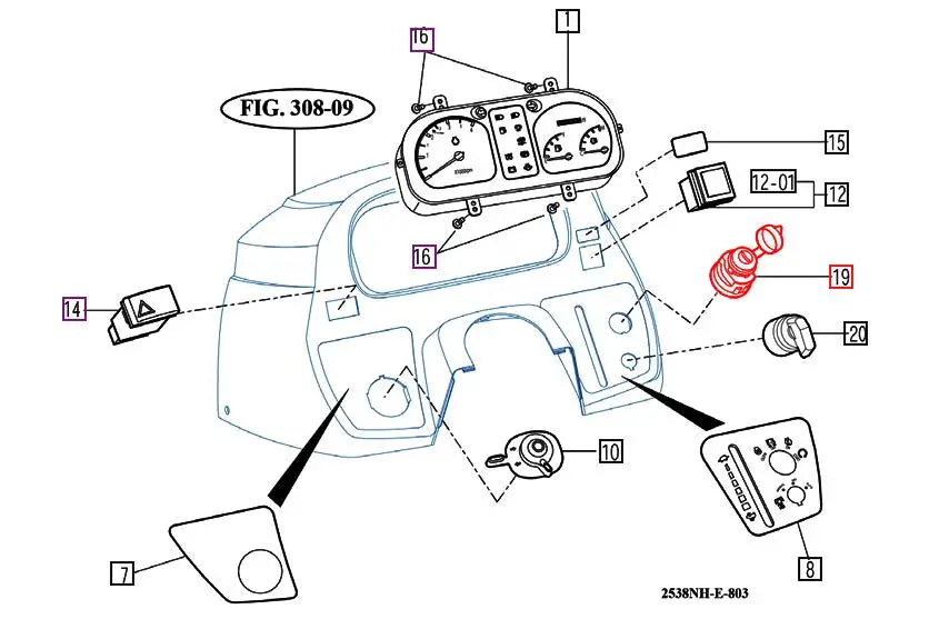 Ignition switch with cover 2638 Open Station Mahindra