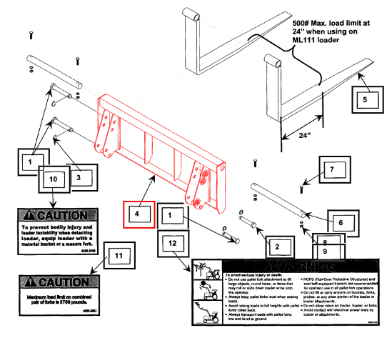 (Sold Out) Mahindra Tractor Pallet Fork Frame KMW13022088