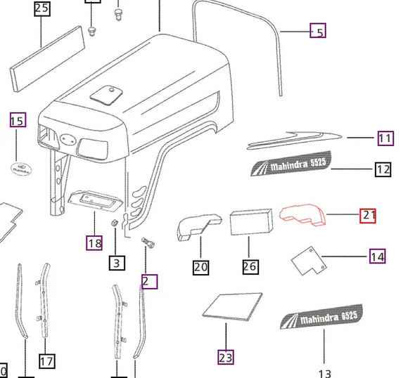 (Limited Availability) Mahindra Tractor Hood Top Sealing Foam LH 007537716B1 Mahindra Direct Parts
