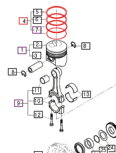 (Limited Availability) Mahindra Tractor Piston Ring Assembly E6302-21051 Mahindra Direct Parts