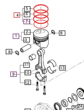 (Limited Availability) Mahindra Tractor Piston Ring Assembly E6302-21051 Mahindra Direct Parts