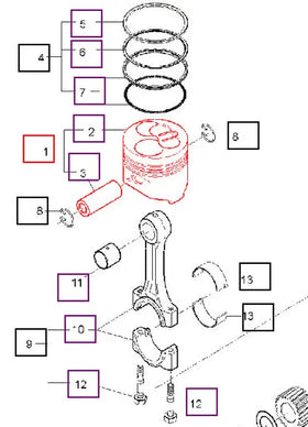 (Limited Availability) Mahindra Tractor Piston and Pin Set E576021011 Mahindra Direct Parts