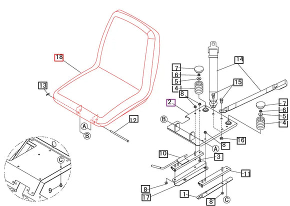 (Limited Availability) Mahindra Tractor Seat S756450AB Mahindra
