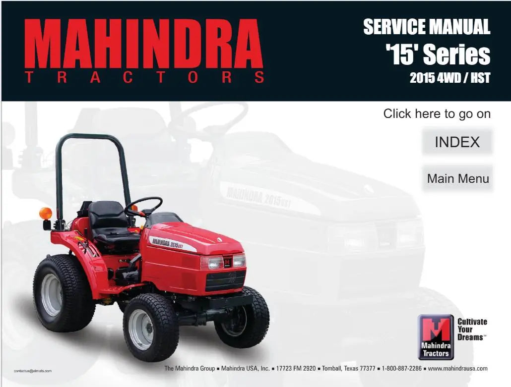 Mahindra 15 Series Service Manual PMSM154WDGH Mahindra Direct Parts