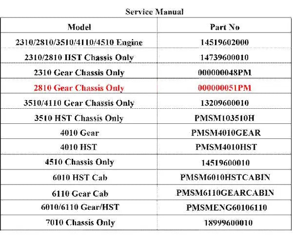 Mahindra 2810 Gear Chassis Service Manual 000000051PM Mahindra Direct Parts