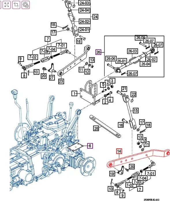 Mahindra 3 Point Hitch Lower Link Left 12385142000GB | Mahindra