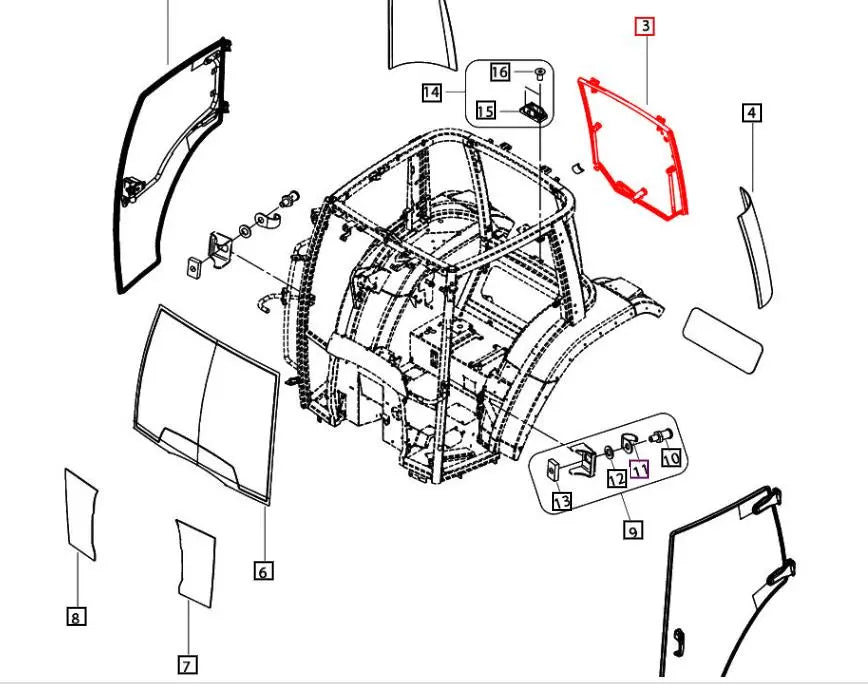 Mahindra 6075 Rear Window Assembly 00890003U91 Mahindra Direct Parts