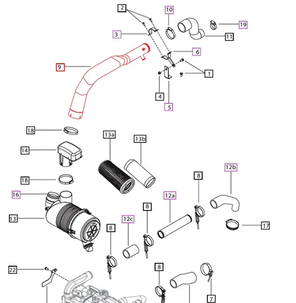 Mahindra Air Intake Duct 008006182U1 Mahindra Direct Parts