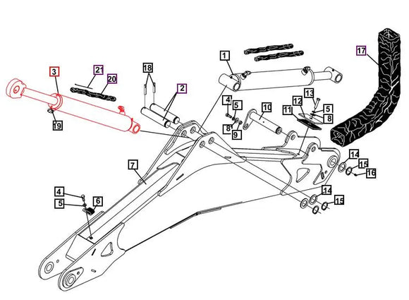 Mahindra Back Hoe Dipper Cylinder  ATI121060 Mahindra Direct Parts