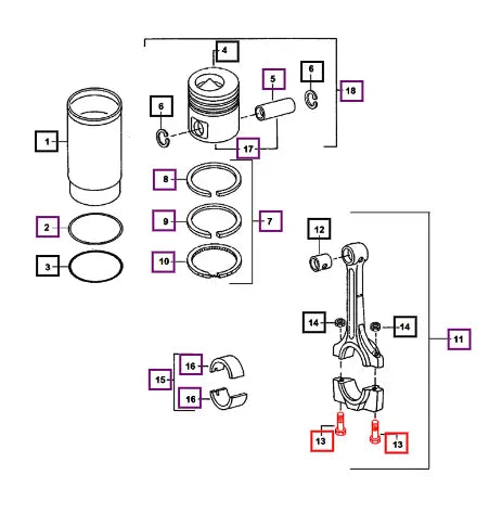 Mahindra Bolt Connection Rod For 4505 003043216R2 Mahindra Direct Parts