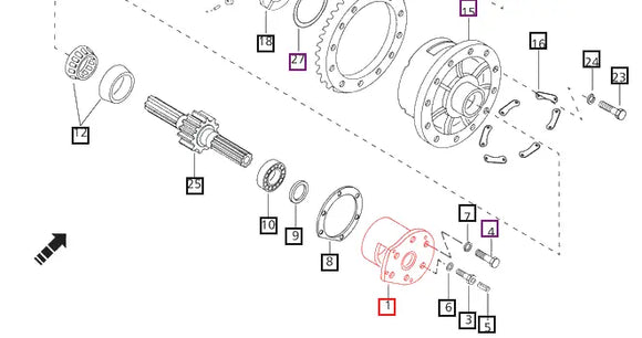 Mahindra Bull Pinion Cage RH Dry Brake 006516076B1 Mahindra Direct Parts