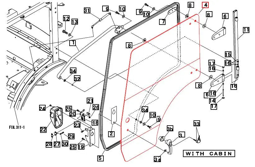 Mahindra Door Glass LH 1538 19466666000 Mahindra Direct Parts