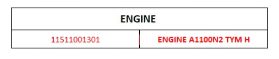 Mahindra Engine A1100N2 Tym H 11511001301 Mahindra Direct Parts