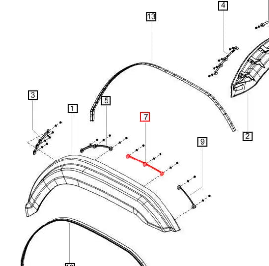 Mahindra Fender Addon Spacer Middle Lh 008007898U1 Mahindra Direct Parts